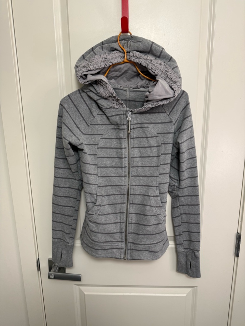 Lululemon athletica Movement Jacket in a grey striped pattern in size 4